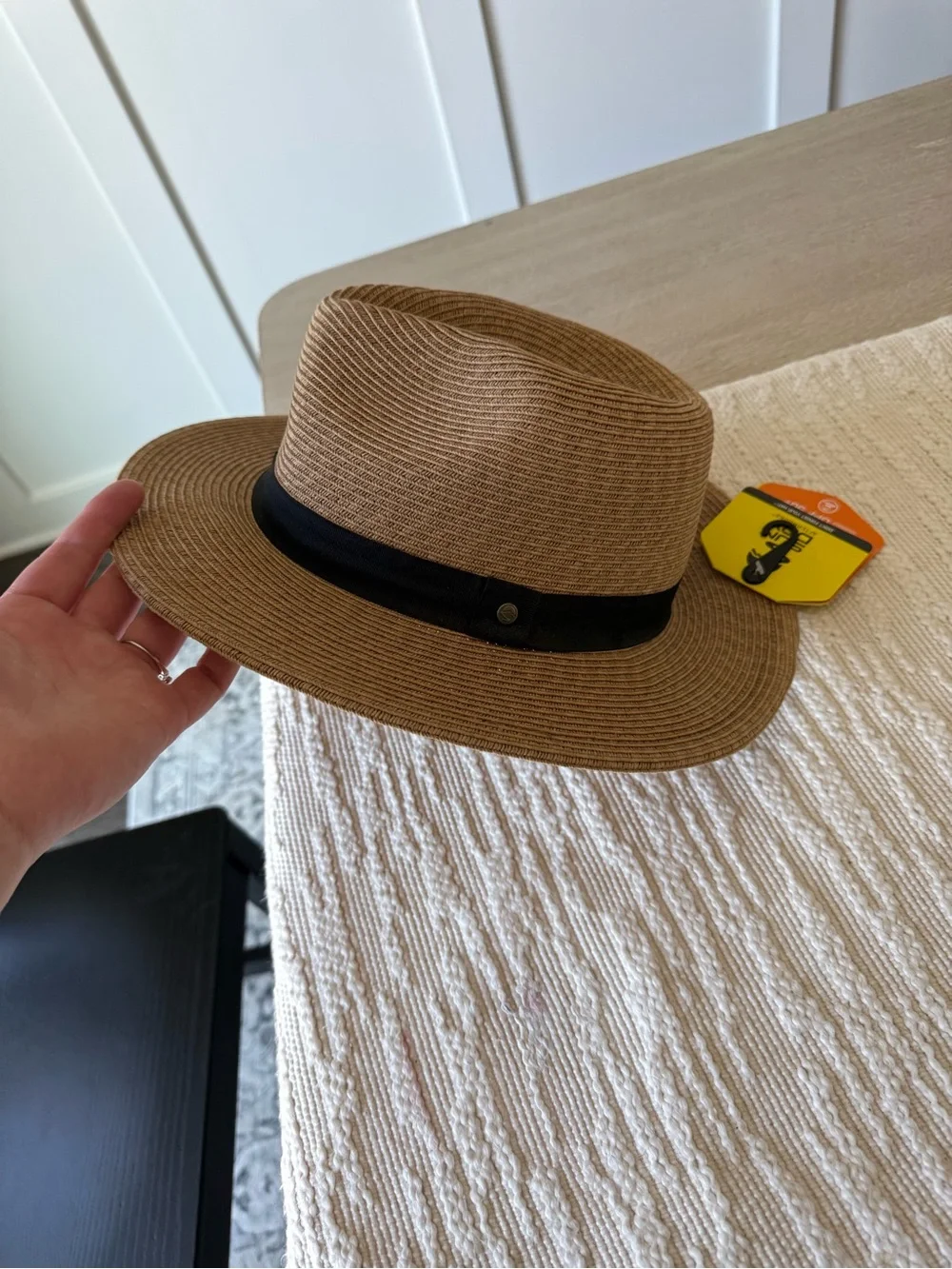 Sundry Tan Straw Fedora with Black Band